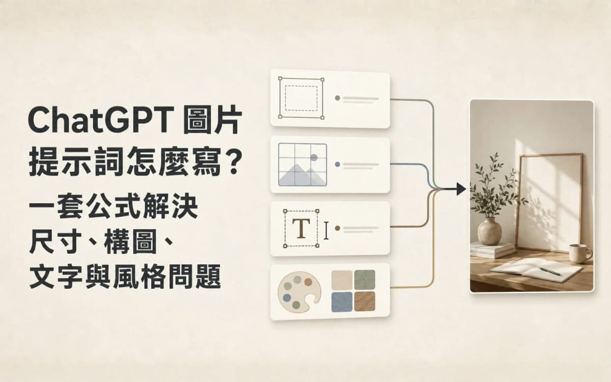 ChatGPT 圖片提示詞怎麼寫？一套公式解決尺寸、構圖、文字與風格問題