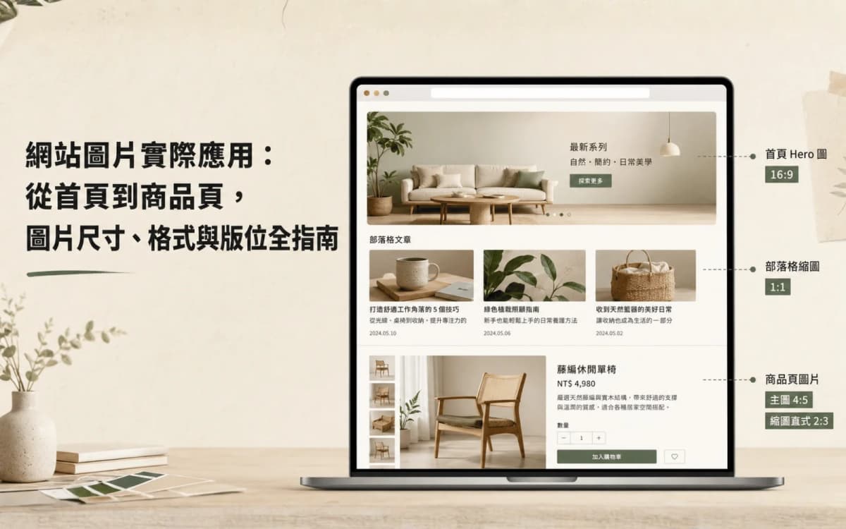 網站圖片實際應用：從首頁到商品頁，圖片尺寸、格式與版位全指南